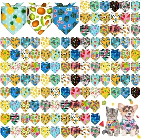 Sanwuta 120 Pcs Bandanas for Dogs Bulk Summer Triangle Dog Bandana Washable Pet Scarves Adjustable Bibs for Small and Medium Pets, 30 Styles(Fruit)