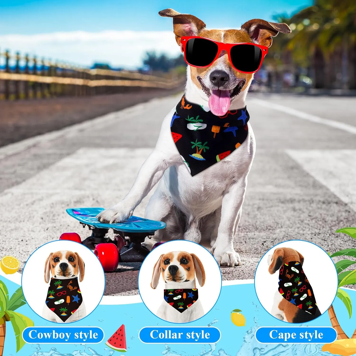 Sanwuta 120 Pcs Bandanas for Dogs Bulk Summer Triangle Dog Bandana Washable Pet Scarves Adjustable Bibs for Small and Medium Pets, 30 Styles(Fruit)