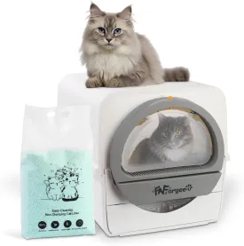 Self Cleaning Cat Litter Box Large Jumbo, Pull and Scoop Cat Litter Box with Enclosed Lid, Odor Control Scoop Free Cat Litter Box Kitty Litter Box for Multi Cats with a 3.3Lbs Cat Litter