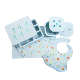 Silicone Mealtime Bundle Wildflower Chambray Blue