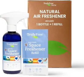 Space Freshener Starter Kit, Lemongrass Essential Oil - Car and Air Fresheners for Home, Natural Odor Eliminator Room Spray, 16oz Spray Bottle, 1 Refill (3.4oz) No Synthetic Fragrances
