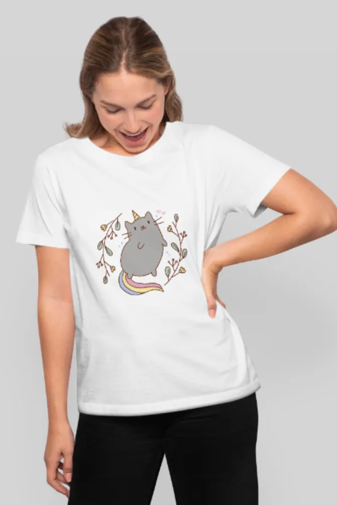 Unicorn Cat Printed T-shirt for women