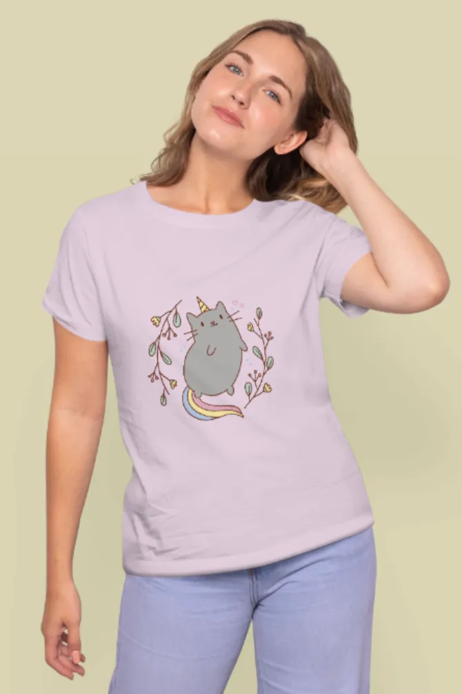 Unicorn Cat Printed T-shirt for women