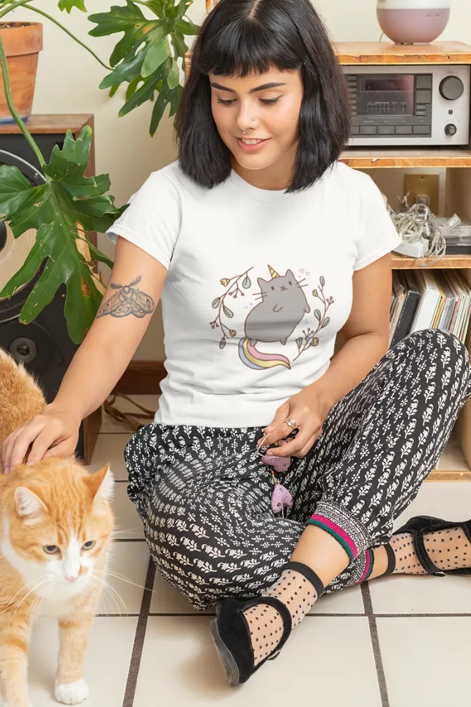 Unicorn Cat Printed T-shirt for women