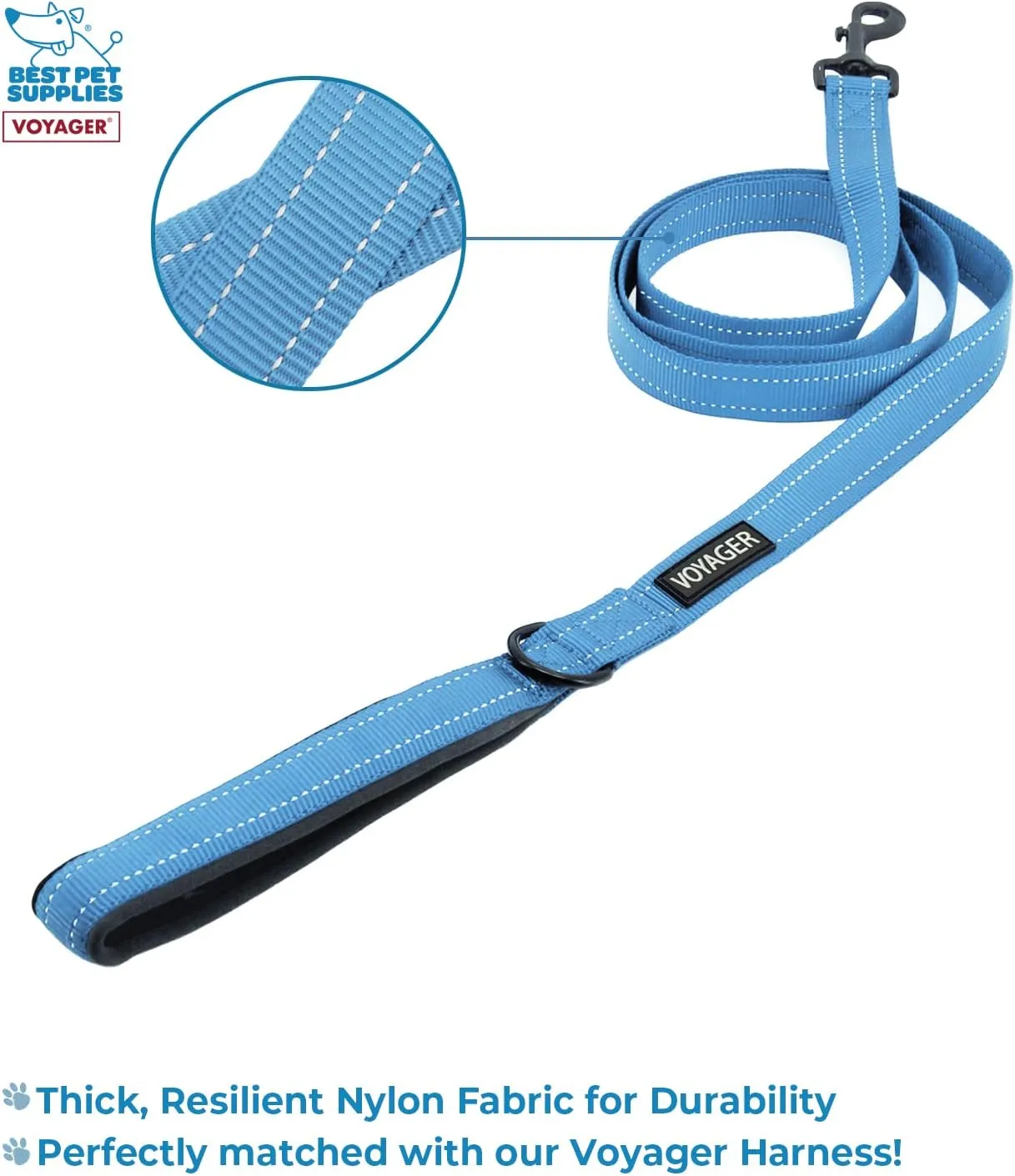 Voyager Step-in Air All Weather Mesh Harness and Reflective Dog 5 ft Leash Combo with Neoprene Handle, for Small, Medium and Large Breed Puppies by Best Pet Supplies - Blue, Small