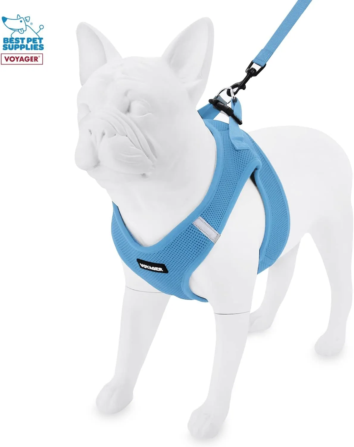 Voyager Step-in Air All Weather Mesh Harness and Reflective Dog 5 ft Leash Combo with Neoprene Handle, for Small, Medium and Large Breed Puppies by Best Pet Supplies - Blue, Small