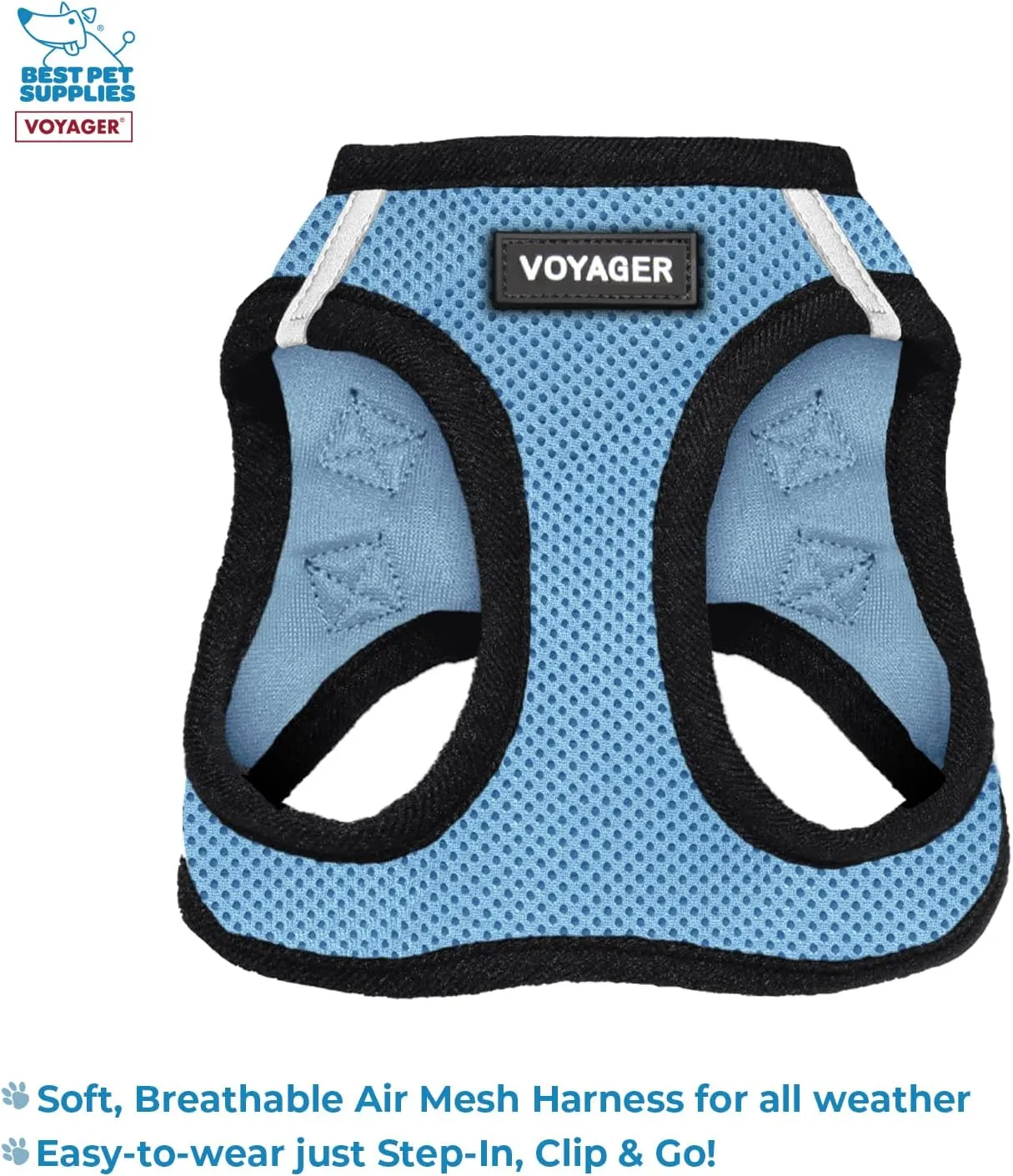 Voyager Step-in Air All Weather Mesh Harness and Reflective Dog 5 ft Leash Combo with Neoprene Handle, for Small, Medium and Large Breed Puppies by Best Pet Supplies - Blue, Small