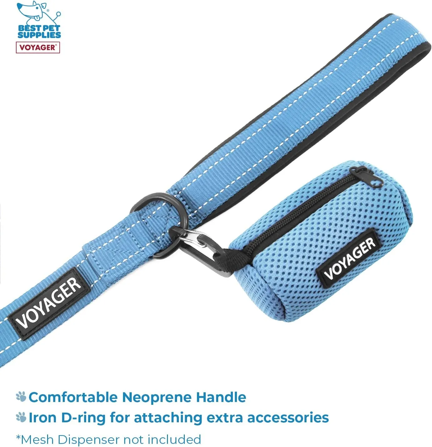 Voyager Step-in Air All Weather Mesh Harness and Reflective Dog 5 ft Leash Combo with Neoprene Handle, for Small, Medium and Large Breed Puppies by Best Pet Supplies - Blue, Small